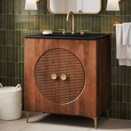 Modway EEI-7454 Vernon 30" Fluted Wood Vanity Cabinet With Sink Modway