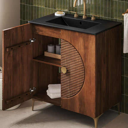 Modway EEI-7454 Vernon 30" Fluted Wood Vanity Cabinet With Sink Modway