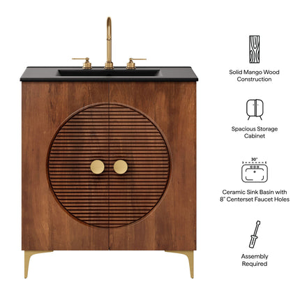 Modway EEI-7454 Vernon 30" Fluted Wood Vanity Cabinet With Sink Modway