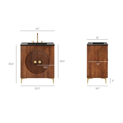 Modway EEI-7454 Vernon 30" Fluted Wood Vanity Cabinet With Sink Modway
