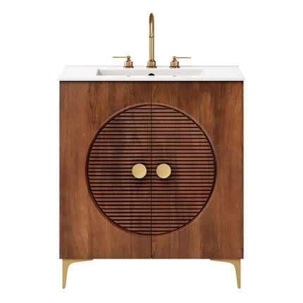 Modway EEI-7454 Vernon 30" Fluted Wood Vanity Cabinet With Sink Modway
