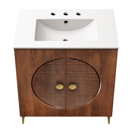 Modway EEI-7454 Vernon 30" Fluted Wood Vanity Cabinet With Sink Modway
