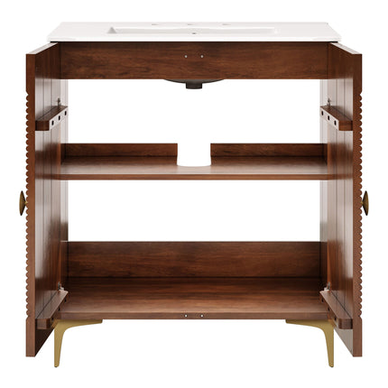 Modway EEI-7454 Vernon 30" Fluted Wood Vanity Cabinet With Sink Modway
