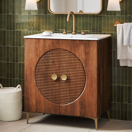 Modway EEI-7454 Vernon 30" Fluted Wood Vanity Cabinet With Sink Modway