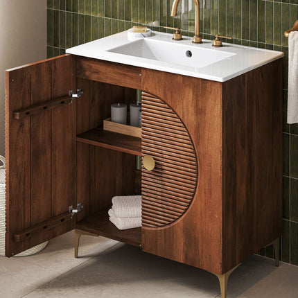 Modway EEI-7454 Vernon 30" Fluted Wood Vanity Cabinet With Sink Modway