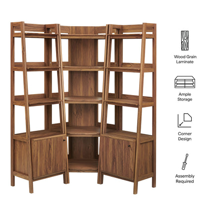 Modway EEI-7470 Bixby 3-piece Corner Bookshelf Set with Narrow Bookshelves Modway