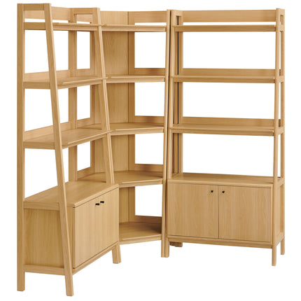 Modway EEI-7471 Bixby 3-Piece Corner Bookshelf Set with Wide Bookshelves Modway