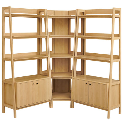 Modway EEI-7471 Bixby 3-Piece Corner Bookshelf Set with Wide Bookshelves Modway
