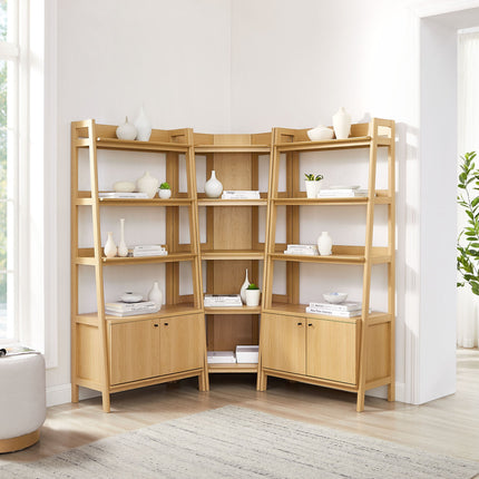 Modway EEI-7471 Bixby 3-Piece Corner Bookshelf Set with Wide Bookshelves Modway