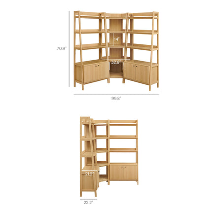 Modway EEI-7471 Bixby 3-Piece Corner Bookshelf Set with Wide Bookshelves Modway