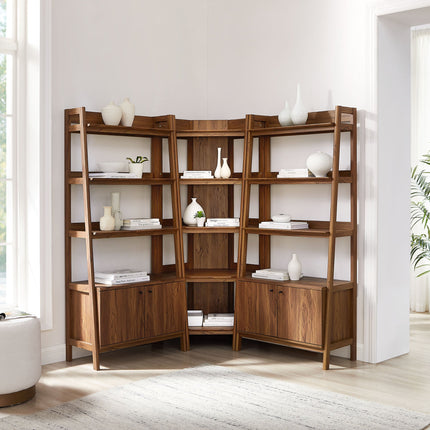 Modway EEI-7471 Bixby 3-Piece Corner Bookshelf Set with Wide Bookshelves Modway