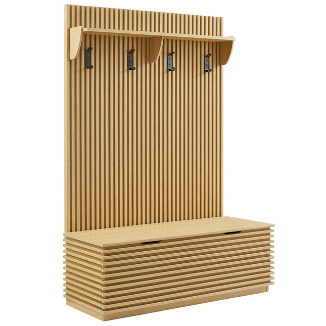 Modway EEI-7473 Render Fluted 3-in-1 Hall Tree With Storage Bench and Coat Rack Modway