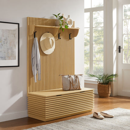 Modway EEI-7473 Render Fluted 3-in-1 Hall Tree With Storage Bench and Coat Rack Modway