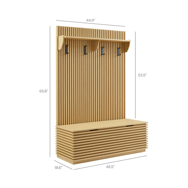 Modway EEI-7473 Render Fluted 3-in-1 Hall Tree With Storage Bench and Coat Rack Modway