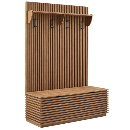 Modway EEI-7473 Render Fluted 3-in-1 Hall Tree With Storage Bench and Coat Rack Modway
