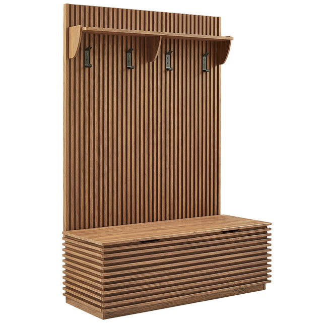 Modway EEI-7473 Render Fluted 3-in-1 Hall Tree With Storage Bench and Coat Rack Modway