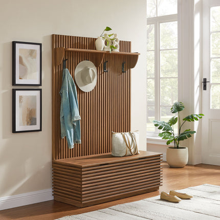 Modway EEI-7473 Render Fluted 3-in-1 Hall Tree With Storage Bench and Coat Rack Modway