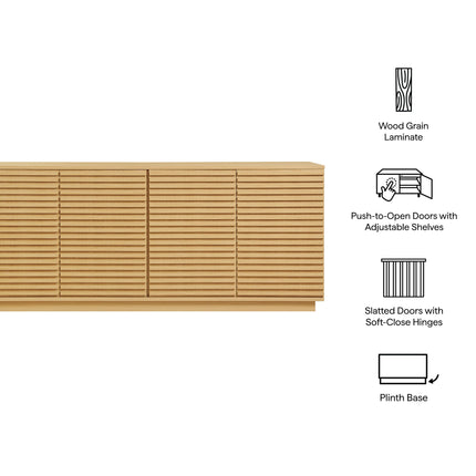 Modway EEI-7477 Render 4-Door Fluted Sideboard Cabinet TV Stand Modway