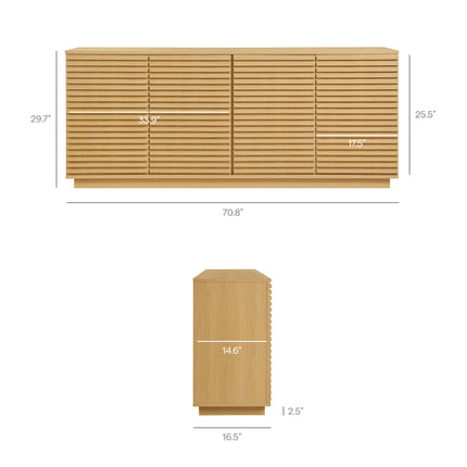 Modway EEI-7477 Render 4-Door Fluted Sideboard Cabinet TV Stand Modway