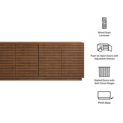 Modway EEI-7477 Render 4-Door Fluted Sideboard Cabinet TV Stand Modway