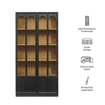 Modway EEI-7484 Anwen Solid Wood and Glass Display Cabinet Modway