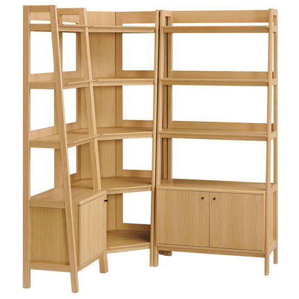 Modway EEI-7511 Bixby 3 Piece Corner Bookshelf Set With Wide and Narrow Bookshelves Modway