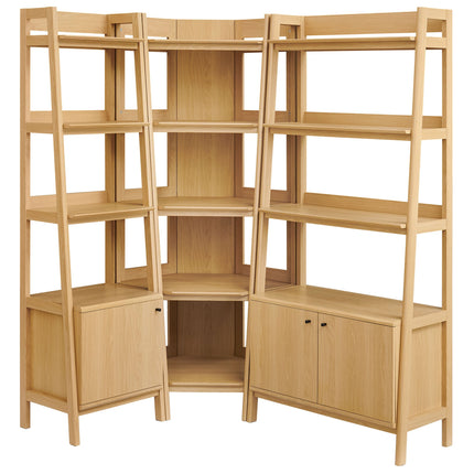 Modway EEI-7511 Bixby 3 Piece Corner Bookshelf Set With Wide and Narrow Bookshelves Modway