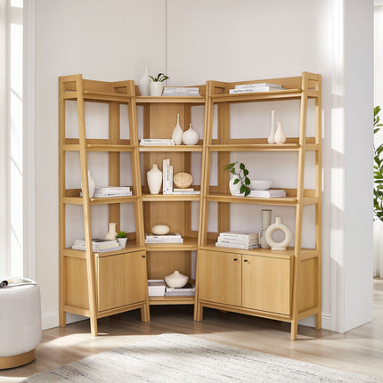 Modway EEI-7511 Bixby 3 Piece Corner Bookshelf Set With Wide and Narrow Bookshelves Modway