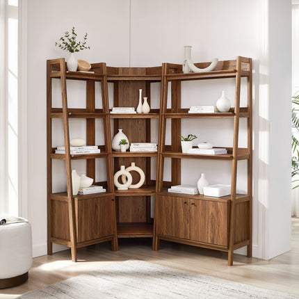 Modway EEI-7511 Bixby 3 Piece Corner Bookshelf Set With Wide and Narrow Bookshelves Modway