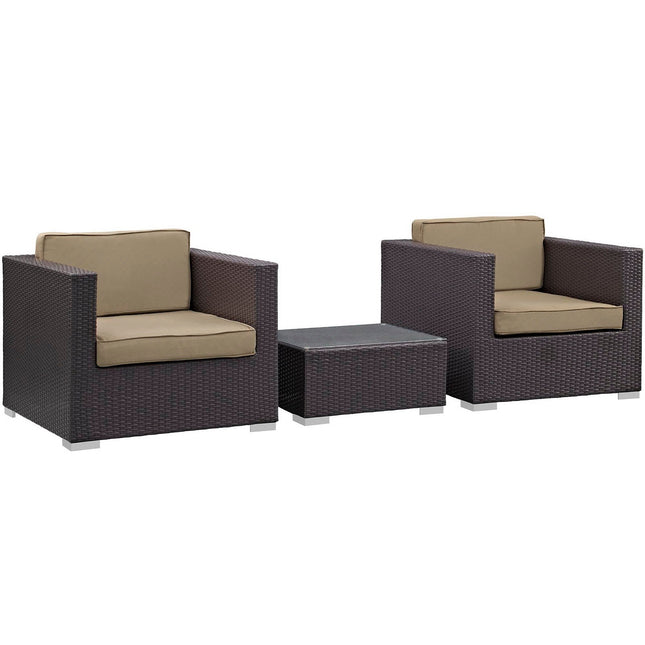 Modway EEI-995 Burrow 3 Piece Outdoor Patio Sofa Set Modway