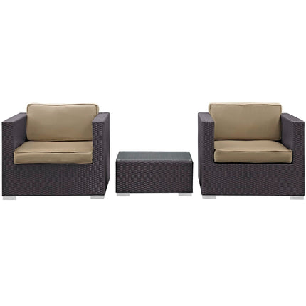Modway EEI-995 Burrow 3 Piece Outdoor Patio Sofa Set Modway