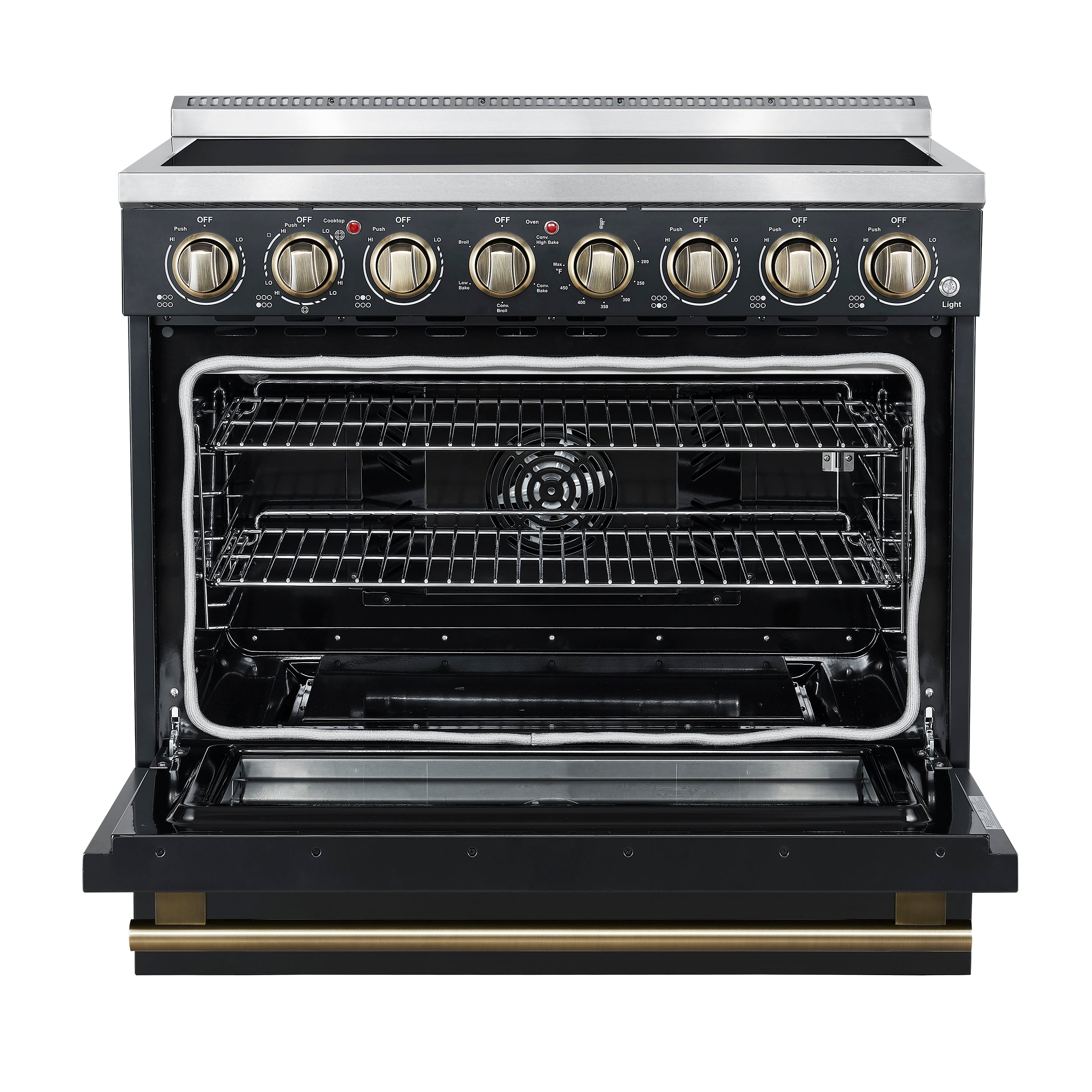 Forno Paolo 36 Inch Black Freestanding Electric Range, Stainless Steel, 5.44 cu.ft, True Convection Oven, Energy Efficient