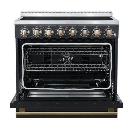 Forno Paolo 36 Inch Black Freestanding Electric Range, Stainless Steel, 5.44 cu.ft, True Convection Oven, Energy Efficient FORNO