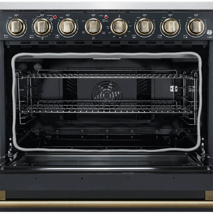 Forno Paolo 36 Inch Black Freestanding Electric Range, Stainless Steel, 5.44 cu.ft, True Convection Oven, Energy Efficient FORNO