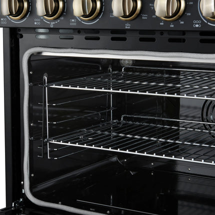 Forno Paolo 36 Inch Black Freestanding Electric Range, Stainless Steel, 5.44 cu.ft, True Convection Oven, Energy Efficient FORNO