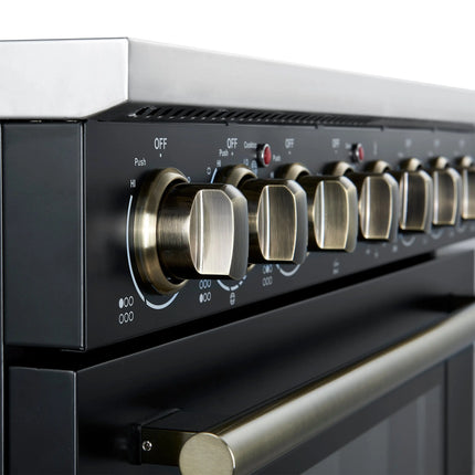 Forno Paolo 36 Inch Black Freestanding Electric Range, Stainless Steel, 5.44 cu.ft, True Convection Oven, Energy Efficient FORNO