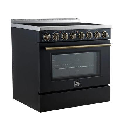 Forno Paolo 36 Inch Black Freestanding Electric Range, Stainless Steel, 5.44 cu.ft, True Convection Oven, Energy Efficient FORNO