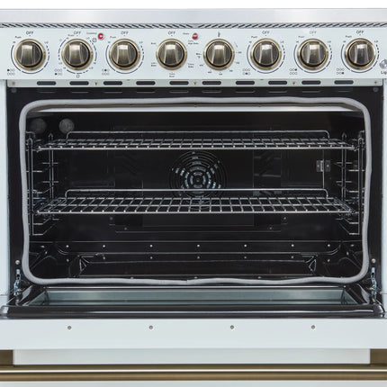 Forno Paolo 36 Inch White Freestanding Electric Range, Stainless Steel, 5.44 cu.ft, True Convection Oven, Energy Efficient FORNO