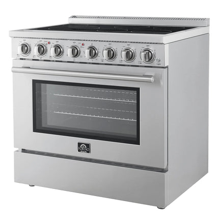 Forno Paolo 36 Inch Freestanding Electric Range, Stainless Steel, 5.44 cu.ft, True Convection Oven, Energy Efficient FORNO