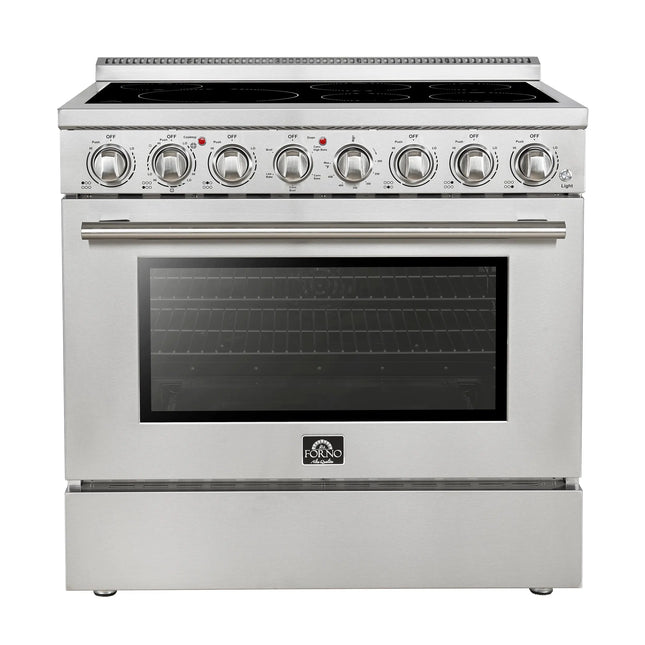 Forno Paolo 36 Inch Freestanding Electric Range, Stainless Steel, 5.44 cu.ft, True Convection Oven, Energy Efficient FORNO