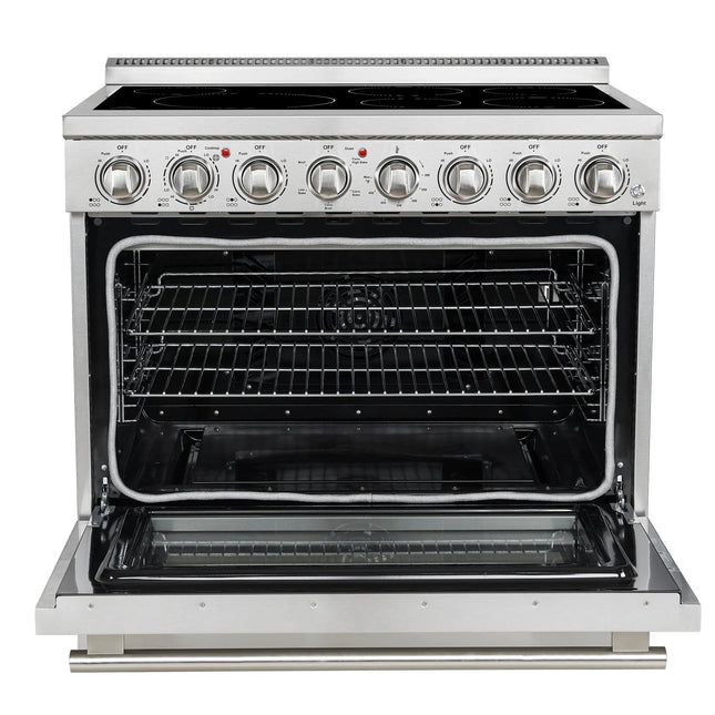 Forno Paolo 36 Inch Freestanding Electric Range, Stainless Steel, 5.44 cu.ft, True Convection Oven, Energy Efficient FORNO