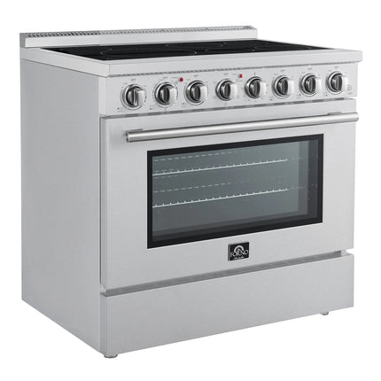 Forno Paolo 36 Inch Freestanding Electric Range, Stainless Steel, 5.44 cu.ft, True Convection Oven, Energy Efficient FORNO