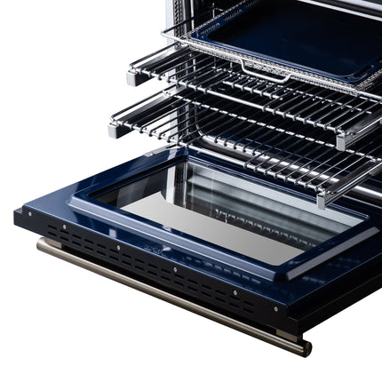 Massimo 30 Inch Freestanding Electric range, 5 radiant burners, 4.32 cf. True Convection oven, Air fryer kit, Black FORNO