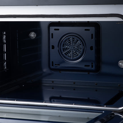 Massimo 36 Inch Freestanding Electric range, 5 radiant burners, 5.36 cf. True Convection oven, Air fryer kit, Black FORNO