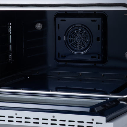 Massimo 36 Inch Freestanding Electric range, 5 radiant burners, 5.36 cf. True Convection oven, Air fryer kit, White FORNO