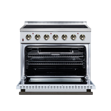 Galiano 36 Inch Freestanding Electric range, 5 radiant burners, 5.36 cf. True Convection oven, Air fryer kit, White FORNO