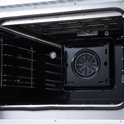 Galiano 30 Inch French Door Electric range, 4 radiant burners, 4.32 cf. True Convection oven, Air fryer kit, White FORNO