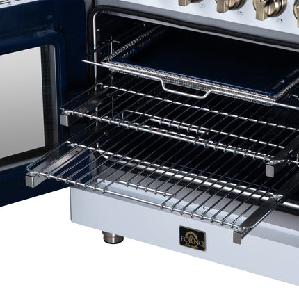 Massimo 30 Inch French Door Electric range, 5 radiant burners, 4.32 cf. True Convection oven, Air fryer kit, White FORNO