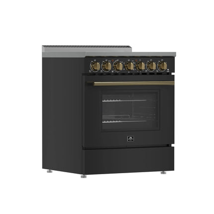 Forno Paolo 30-Inch Freestanding Electric Range, Black, 4.38 cu.ft, True Convection Oven, Energy Efficient FORNO