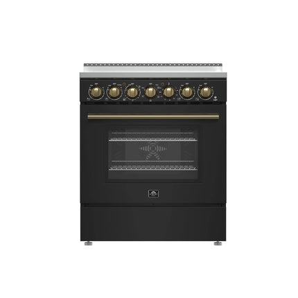 Forno Paolo 30-Inch Freestanding Electric Range, Black, 4.38 cu.ft, True Convection Oven, Energy Efficient FORNO
